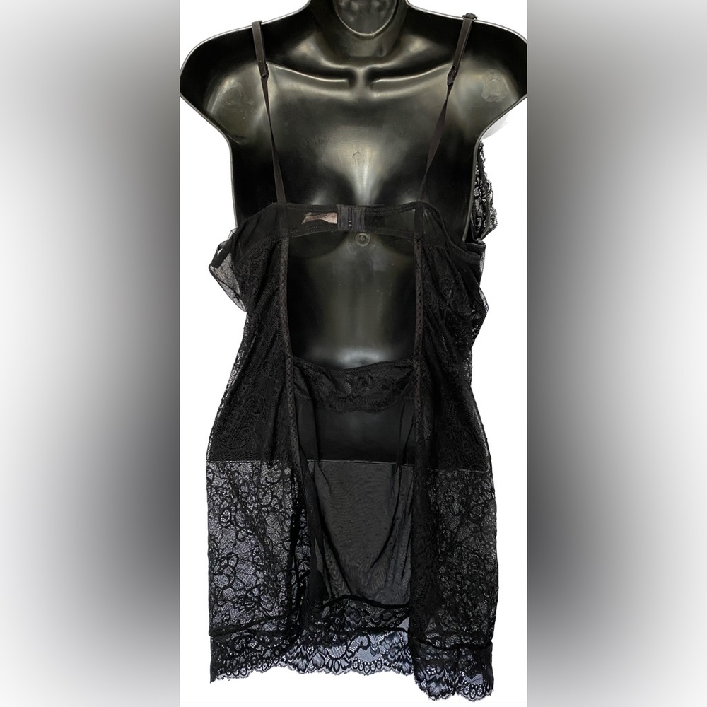 LVR BLK Sheer Lace Chemise, XL *P1056 - Picture 3 of 5